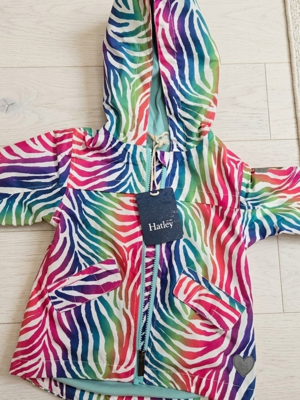 Hatley Multicolor Rainbow Zebra Hooded Jacket